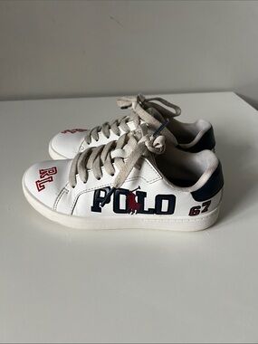 Polo by Ralph Lauren White Sneakers with Navy & Red Logo